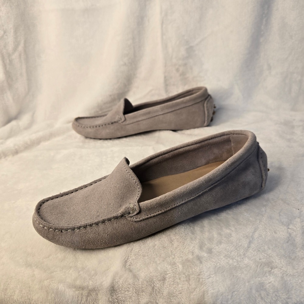 Enzo Tesoti Womens Grey Suede Driving Loafers Made in Spain Size 38 US 7.5